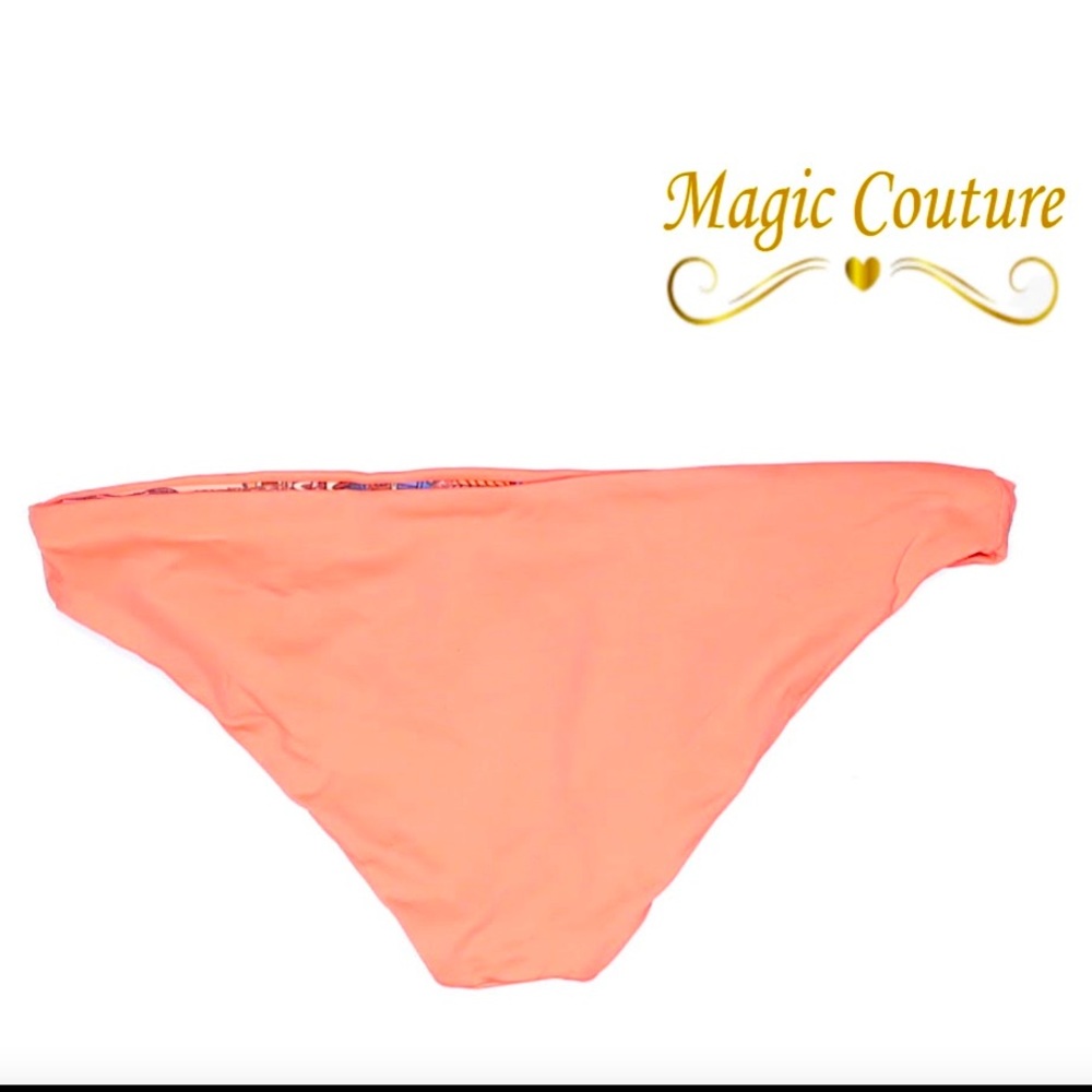 Maaji Solid Pink & Patchwork Print Bikini Bottom - image 2